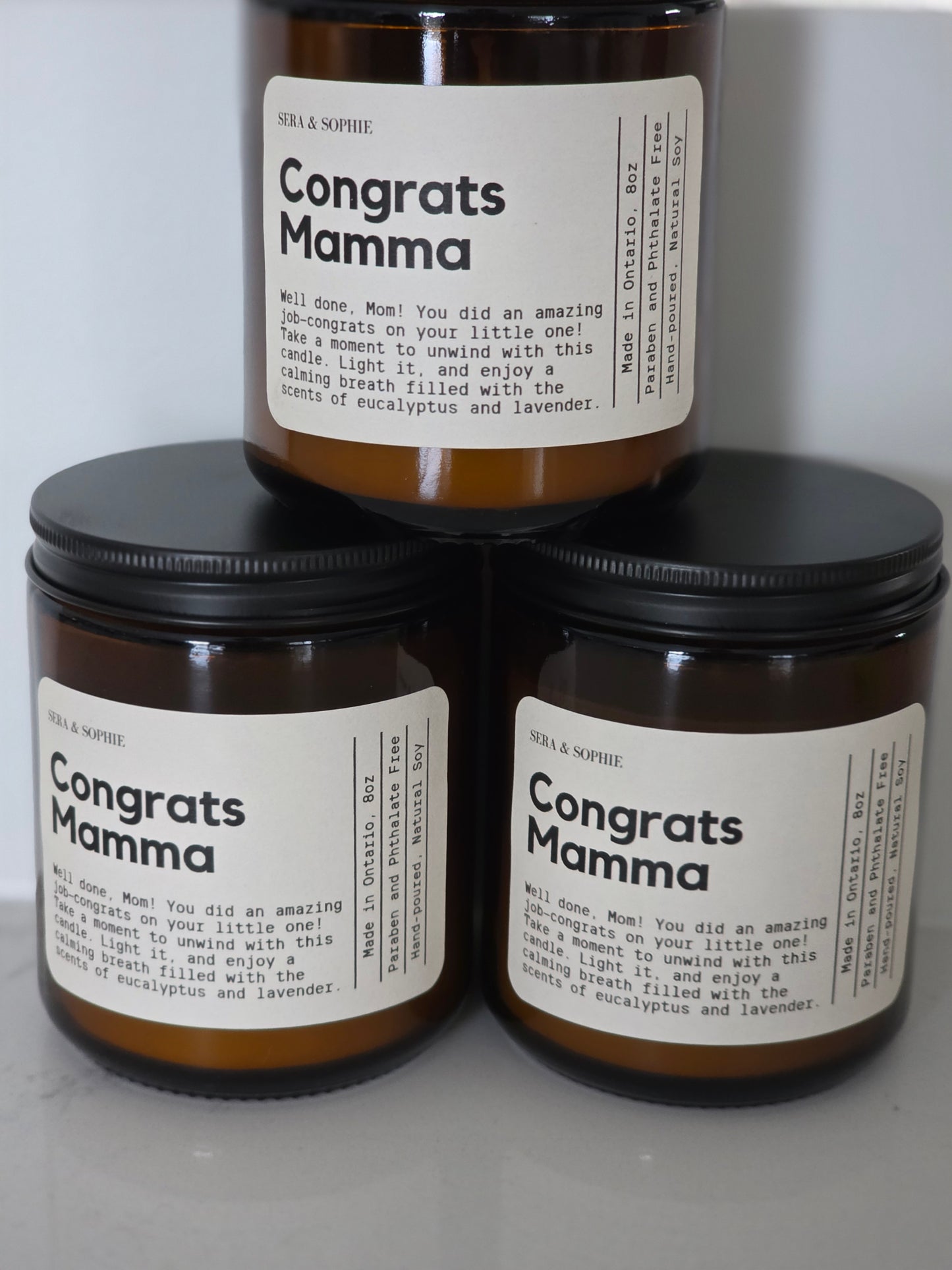 'Congrats Mamma' gift candle