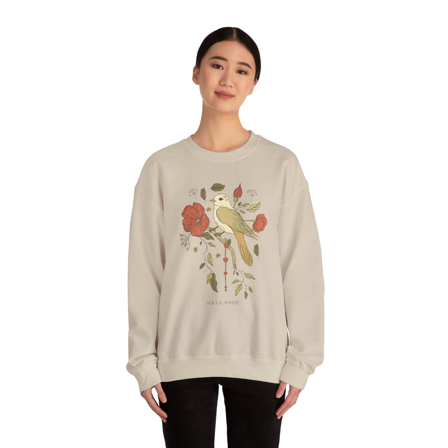 Floral & Bird Unisex Heavy Blend™ Crewneck Sweatshirt