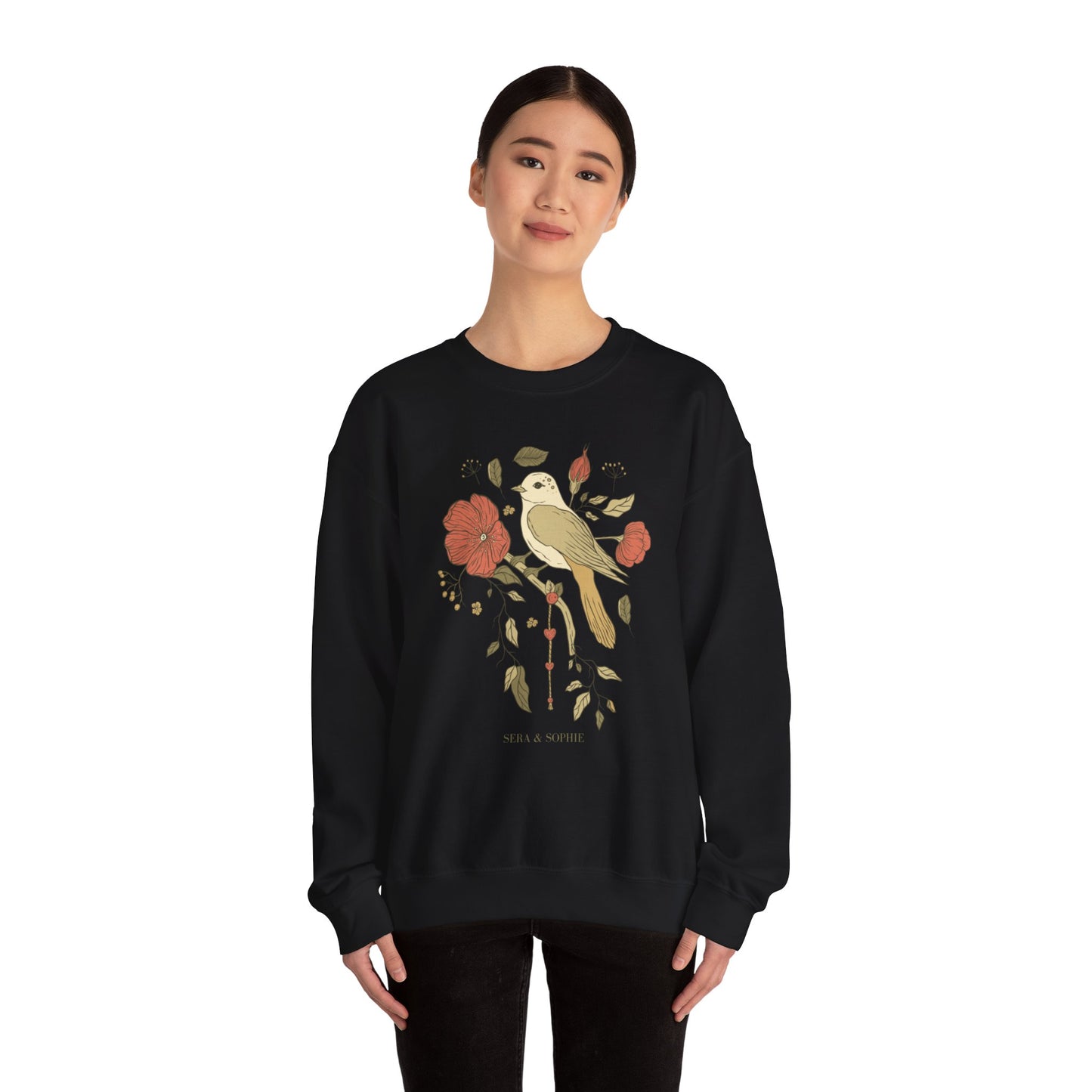 Floral & Bird Unisex Heavy Blend™ Crewneck Sweatshirt