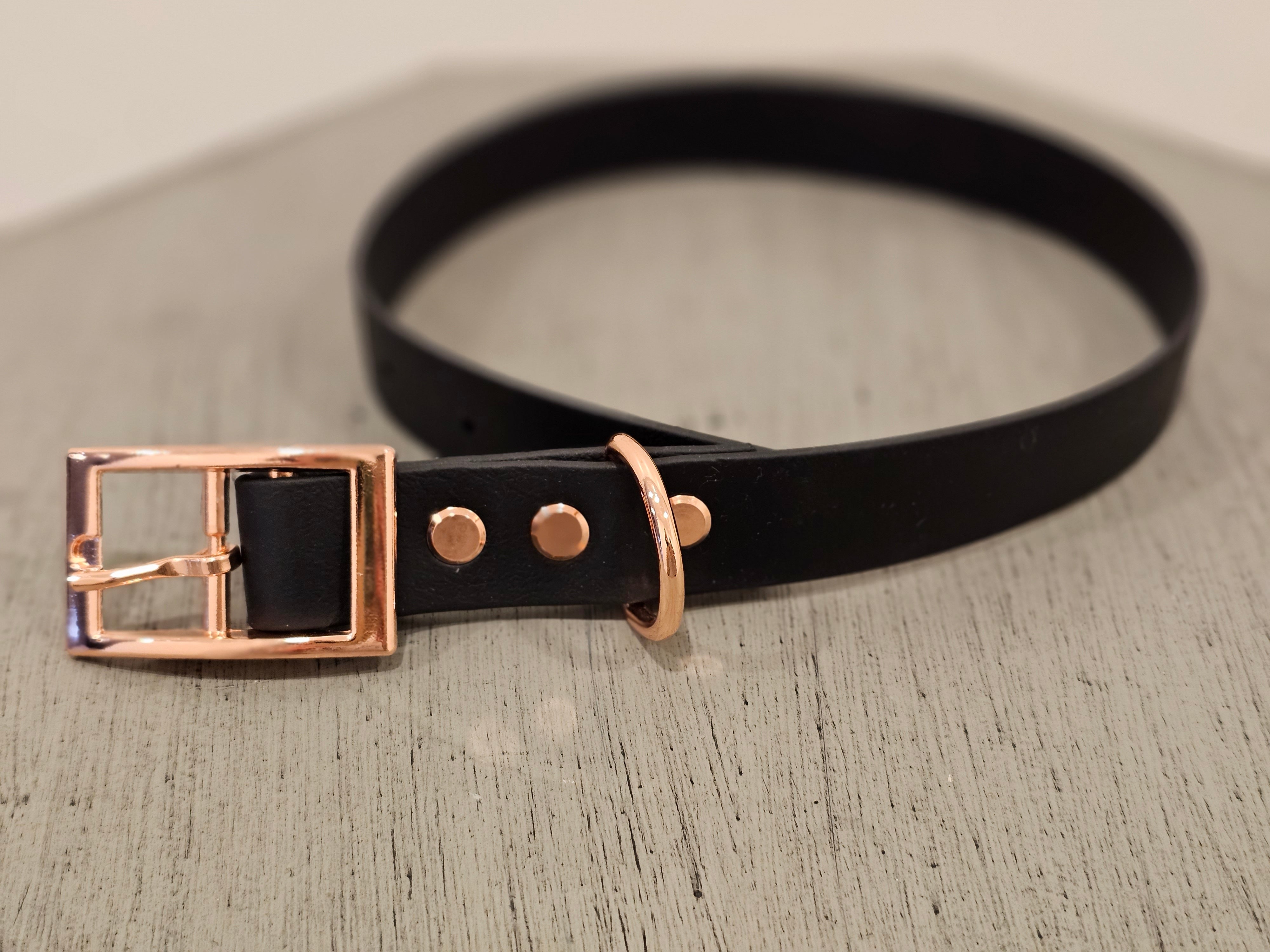 Biothane Gold Back and rose gold biothane collar – Sera & Sophie