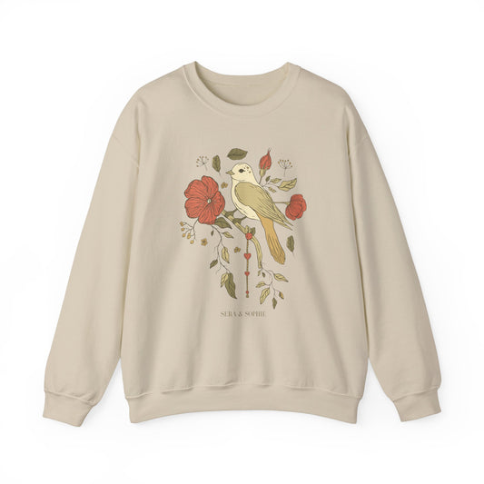 Floral & Bird Unisex Heavy Blend™ Crewneck Sweatshirt