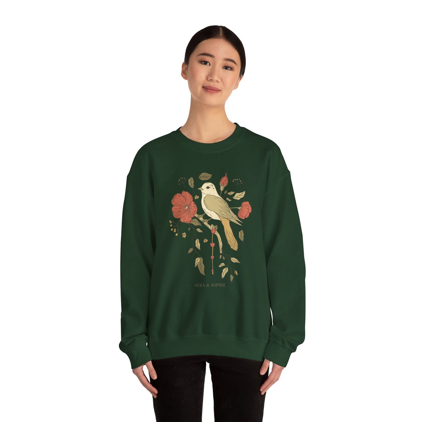 Floral & Bird Unisex Heavy Blend™ Crewneck Sweatshirt