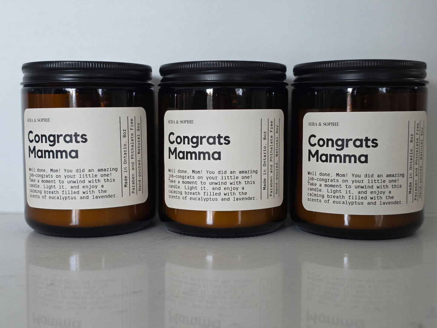 'Congrats Mamma' gift candle