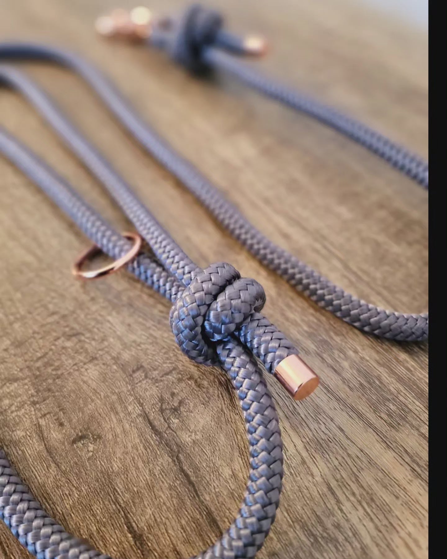 Knot Rope leash ( Grey/ rose gold)