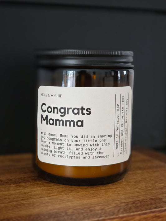 'Congrats Mamma' gift candle